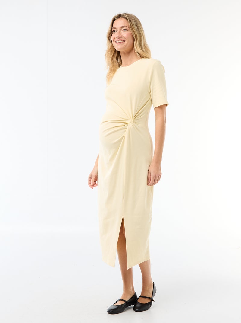 Vestido de grávida com torcido frontal Amarelo - Kiabi