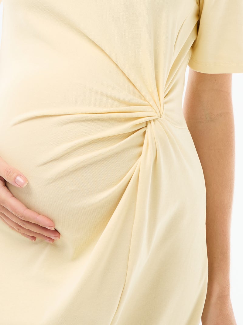 Vestido de grávida com torcido frontal Amarelo - Kiabi