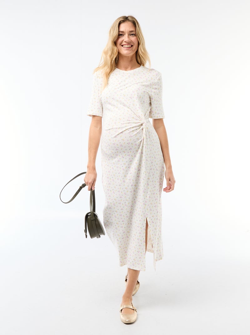 Vestido de grávida com torcido frontal Bege - Kiabi