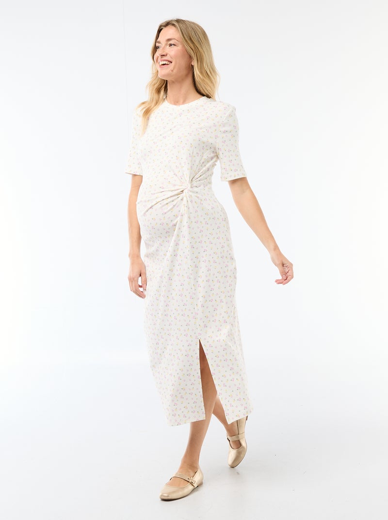 Vestido de grávida com torcido frontal Bege - Kiabi