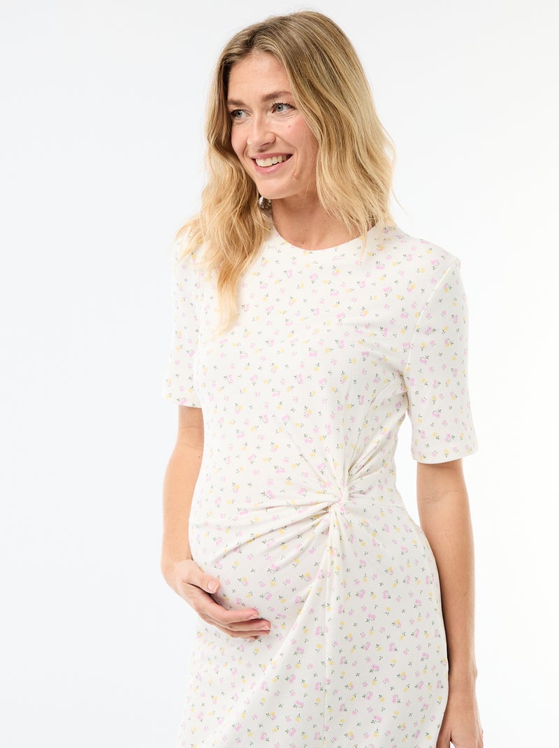 Vestido de grávida com torcido frontal Bege - Kiabi