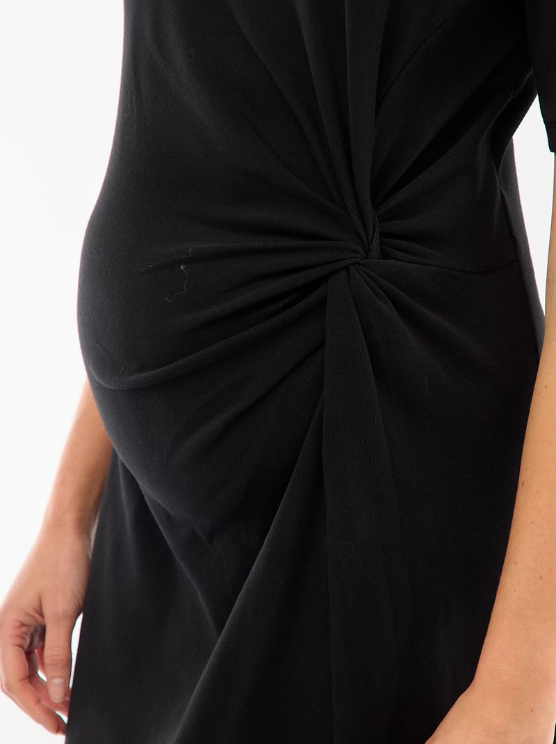 Vestido de grávida com torcido frontal Preto - Kiabi