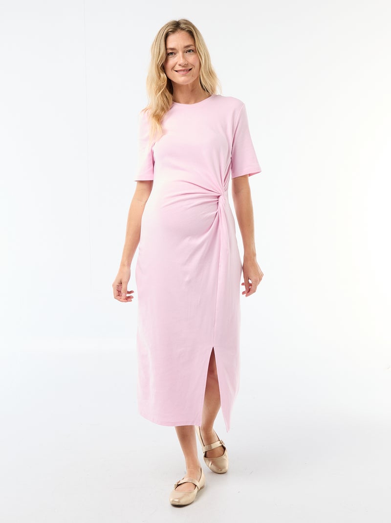 Vestido de grávida com torcido frontal Rosa - Kiabi