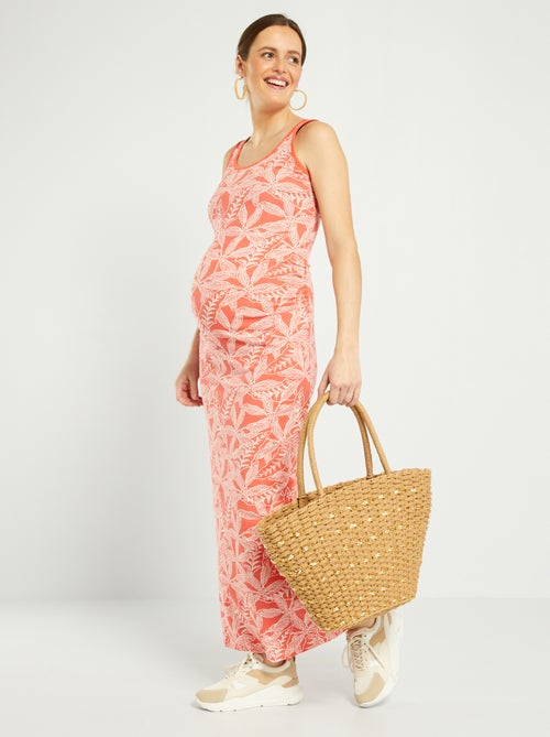 Vestido de grávida comprido às 'riscas' - Kiabi