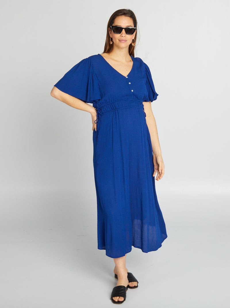 Vestido de grávida comprido AZUL - Kiabi