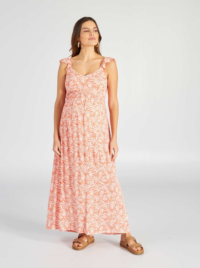 Vestido de grávida comprido e fluido LARANJA - Kiabi