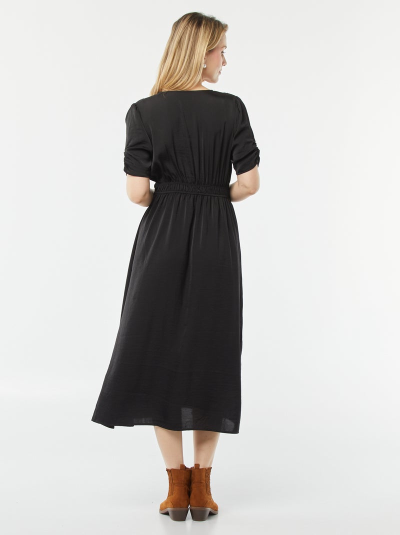 Vestido de grávida comprido e fluido Preto - Kiabi