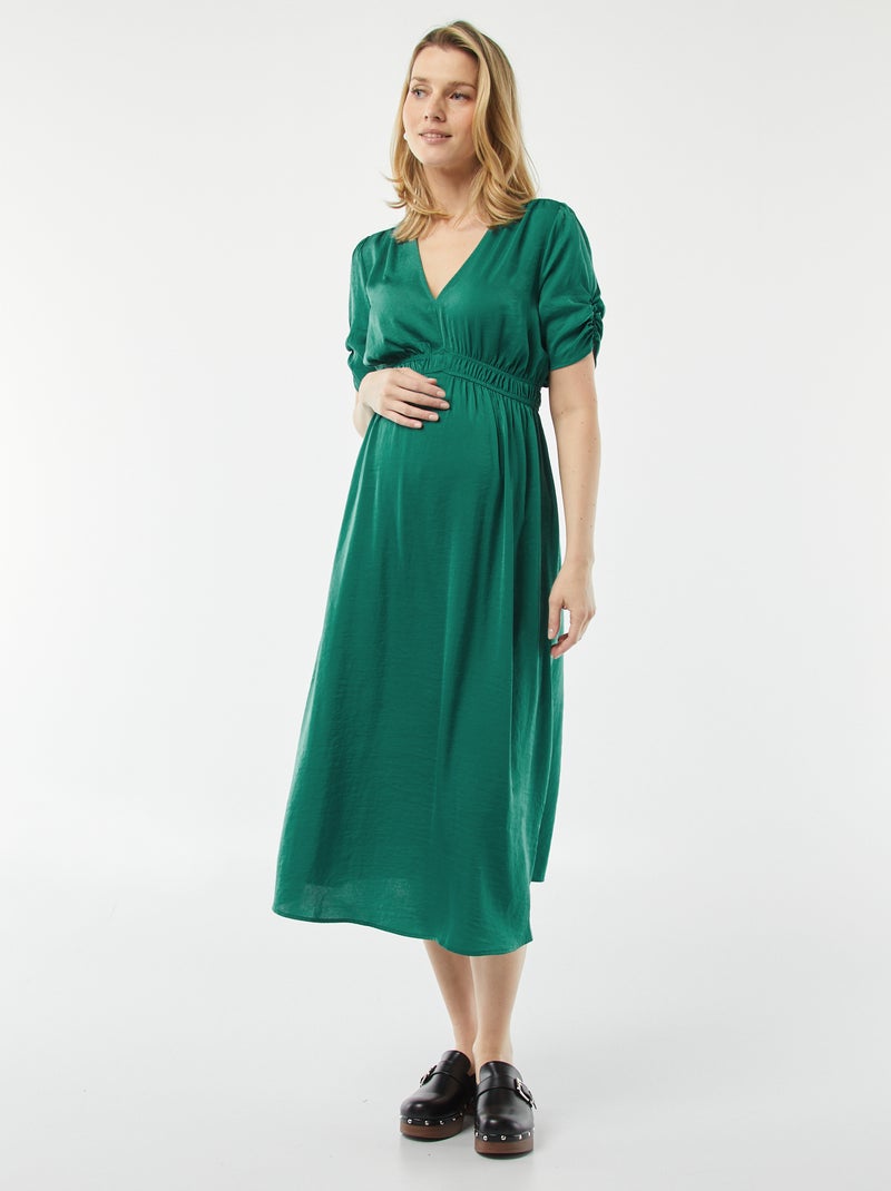 Vestido de grávida comprido e fluido VERDE - Kiabi