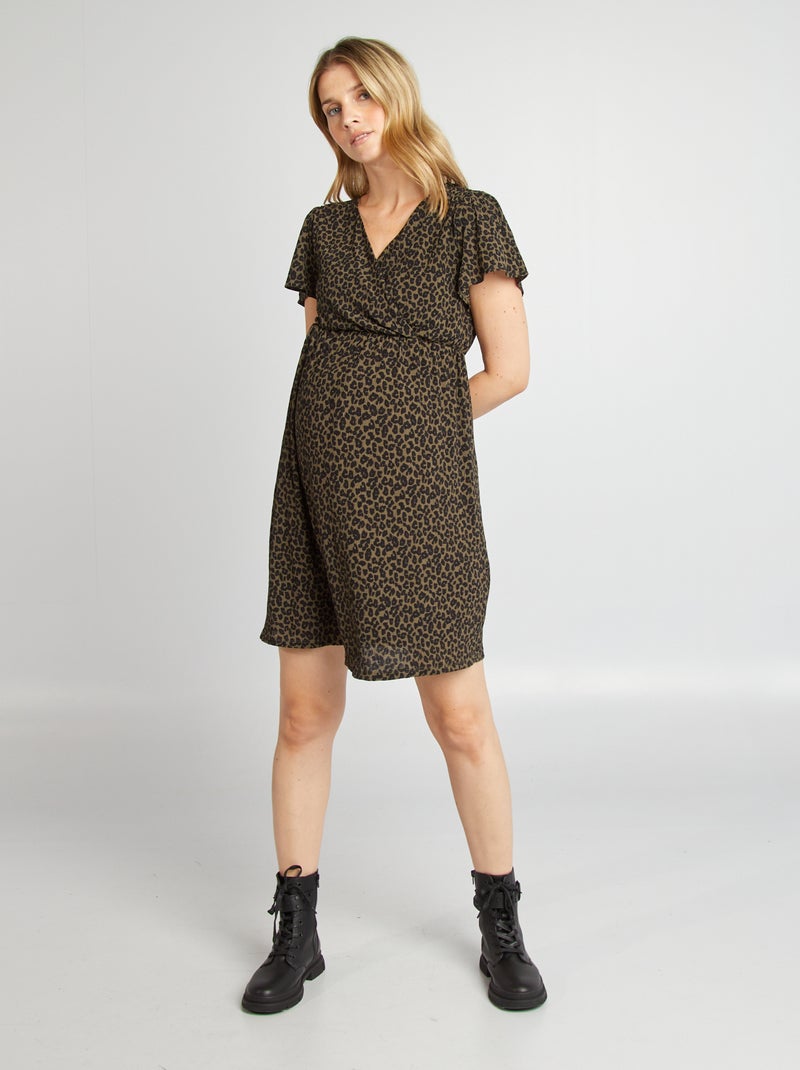 Vestido de grávida cruzado CAQUI - Kiabi