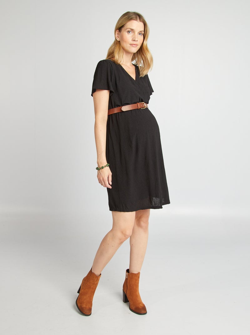 Vestido de grávida cruzado Preto - Kiabi