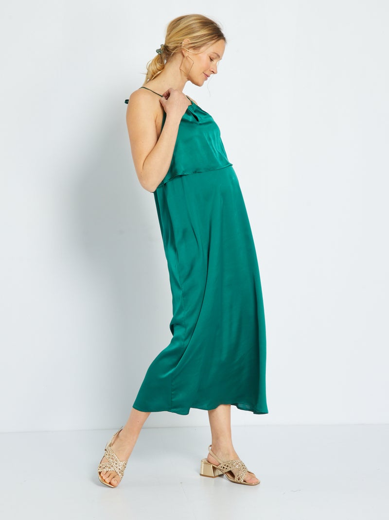 Vestido de grávida em cetim VERDE - Kiabi