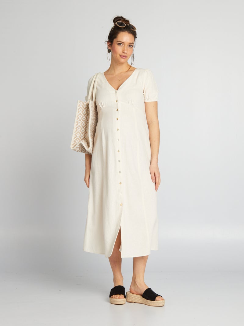 Vestido de grávida em linho BEGE - Kiabi