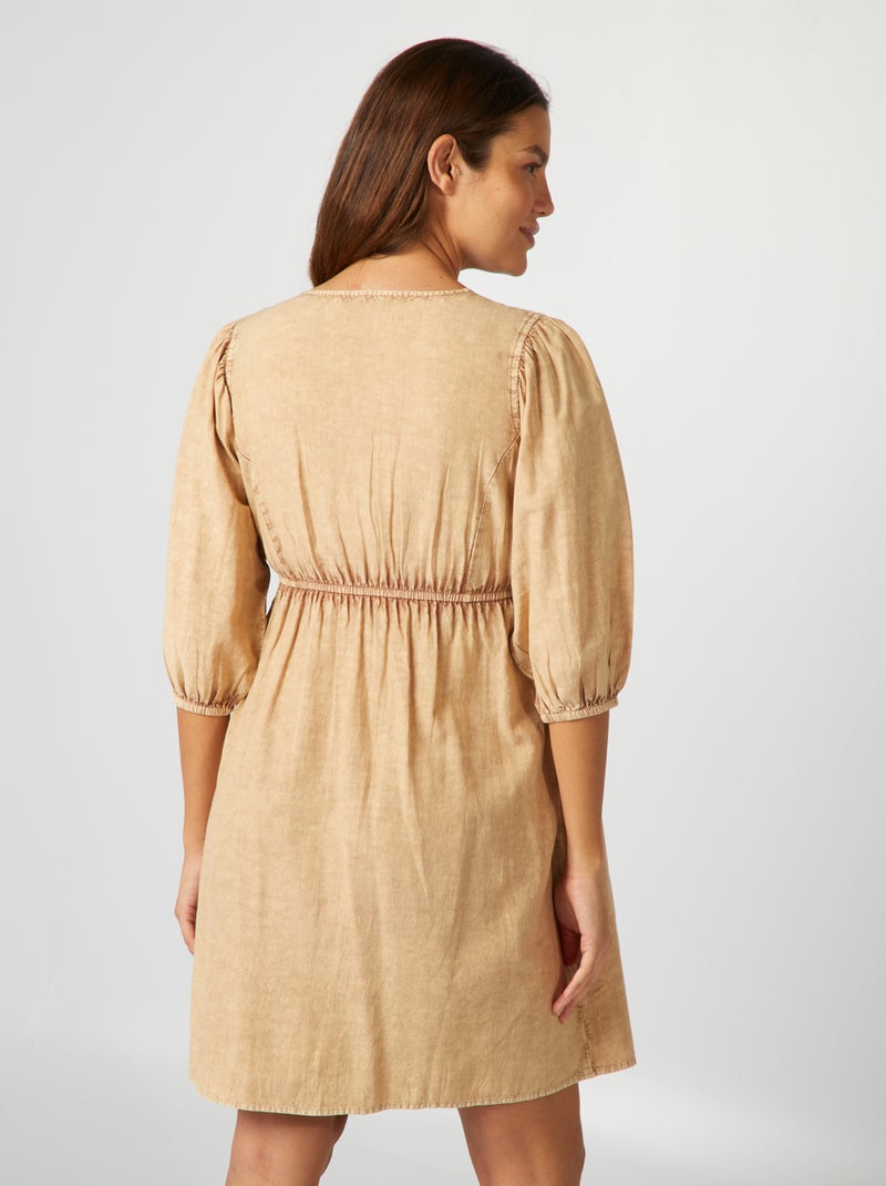 Vestido de grávida em linho misturado BEGE - Kiabi