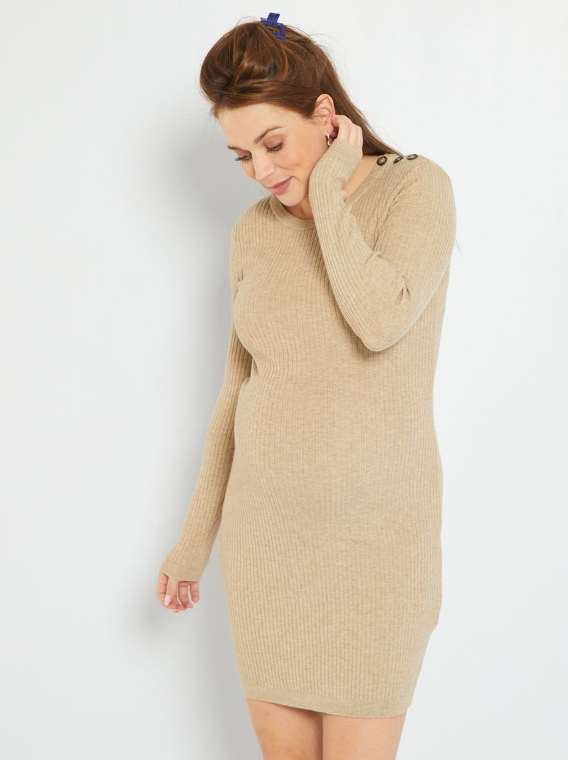 Vestido de grávida em malha nervurada BEGE - Kiabi