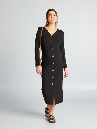 Vestido de grávida em malha nervurada
