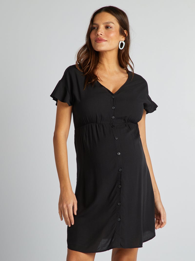 Vestido de grávida leve justo na cintura Preto - Kiabi