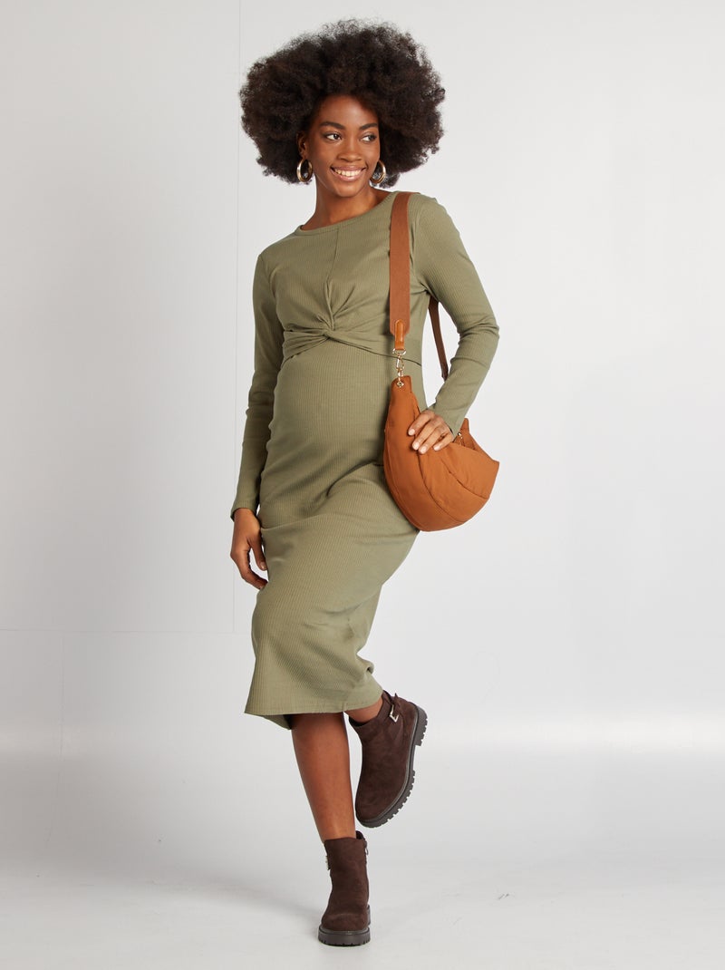 Vestido de grávida nervurado VERDE - Kiabi