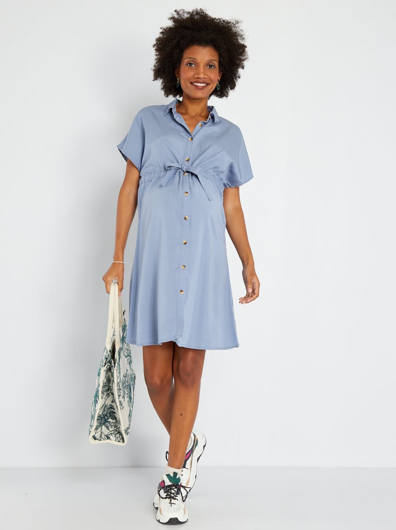 Vestido de grávida tipo camisa Azul Pedra - Kiabi