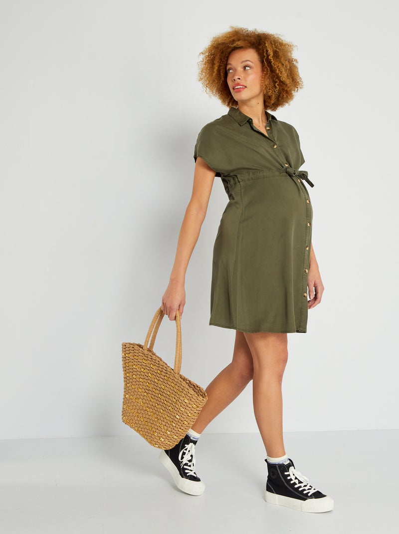 Vestido de grávida tipo camisa CAQUI - Kiabi