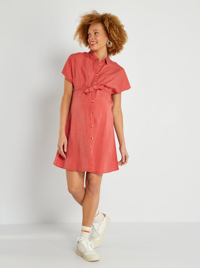 Vestido de grávida tipo camisa ROXO - Kiabi