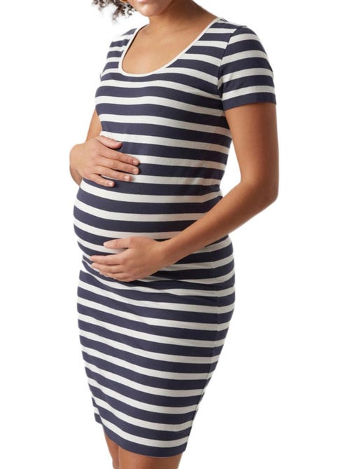 Vestido de Gravidez Mamalicious 20017376 Azul Marinho/Branco para Mulher - Kiabi Vestido de Gravidez Mamalicious 20017376 Azul Marinho/Branco para Mulher - Kiabi
