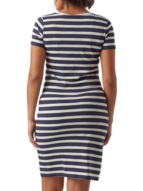 Vestido de Gravidez Mamalicious 20017376 Azul Marinho/Branco para Mulher - Kiabi Vestido de Gravidez Mamalicious 20017376 Azul Marinho/Branco para Mulher - Kiabi