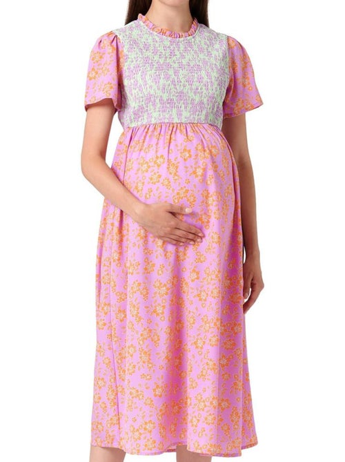 Vestido de Gravidez Mamalicious Dante Rosa/Verde para Mulher - Kiabi Vestido de Gravidez Mamalicious Dante Rosa/Verde para Mulher - Kiabi
