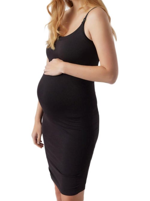Vestido de Gravidez Preto com Alças Mamalicious Heal para Mulher - Kiabi Vestido de Gravidez Preto com Alças Mamalicious Heal para Mulher - Kiabi