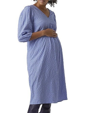 Vestido de Gravidez Vero Moda Branco/Azul Comprimento Midi