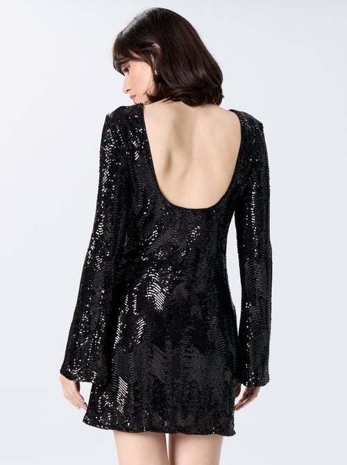 Vestido de lantejoulas com costas descobertas - Kiabi