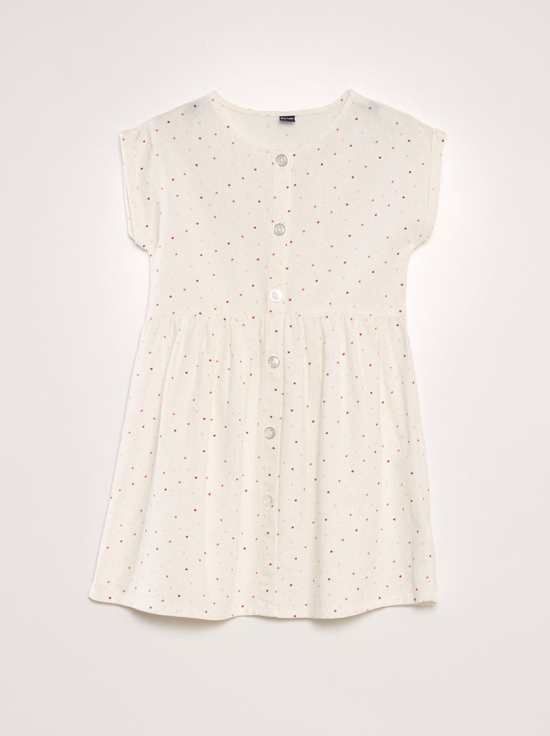 Vestido de linho com botões BRANCO - Kiabi