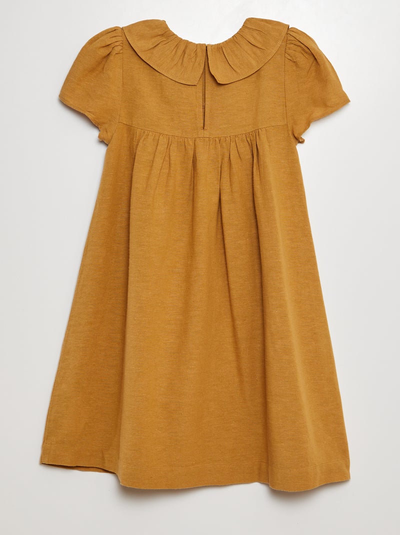 Vestido de linho com cabeção AMARELO - Kiabi