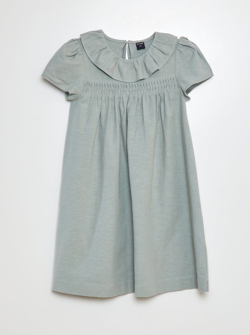 Vestido de linho com cabeção Azul - Kiabi