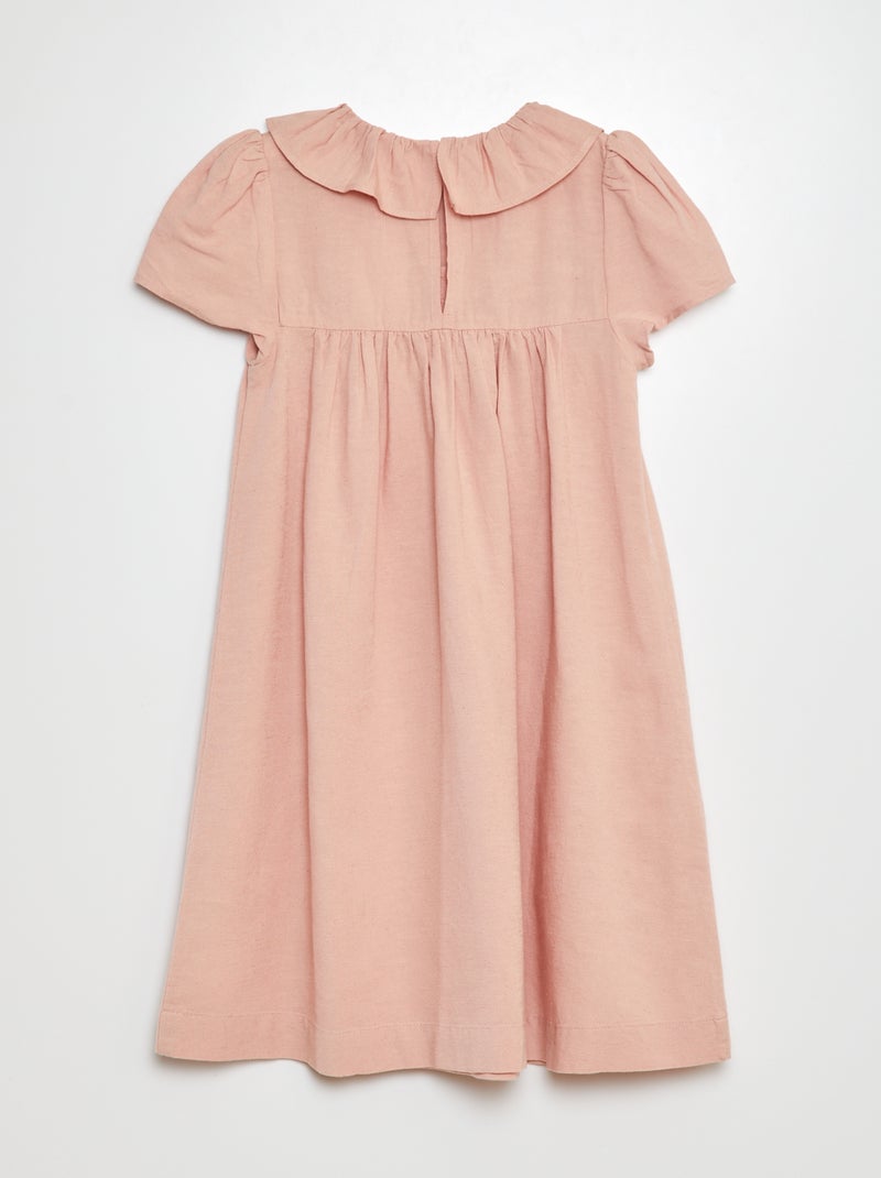 Vestido de linho com cabeção Rosa - Kiabi