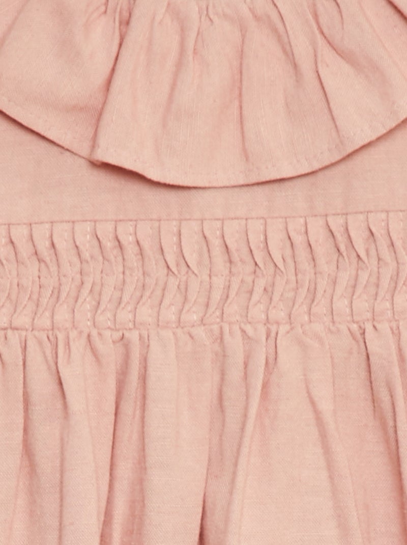 Vestido de linho com cabeção Rosa - Kiabi