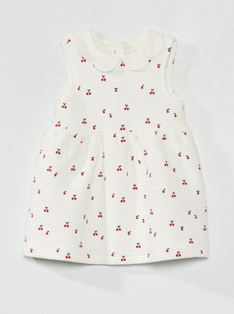 Vestido de malha amarrotada BRANCO - Kiabi