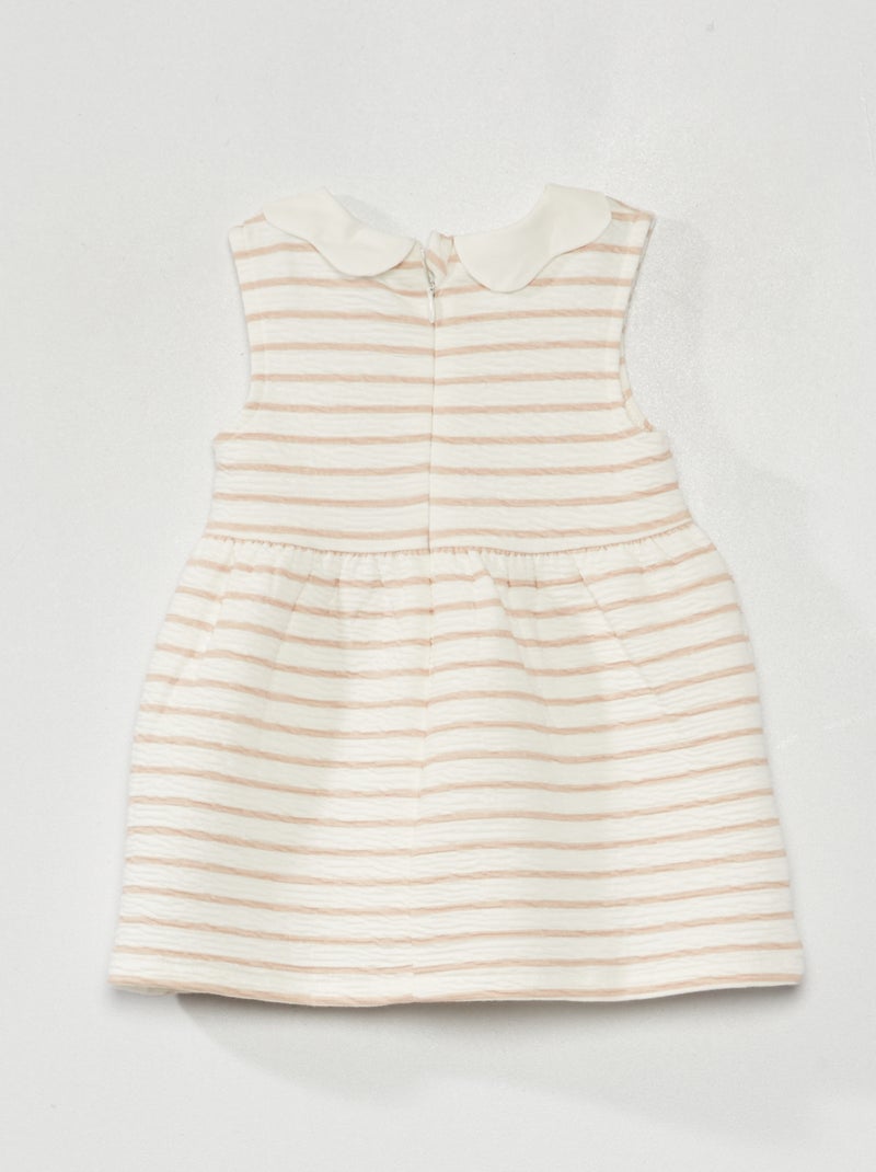 Vestido de malha amarrotada Listrado Rosa - Kiabi