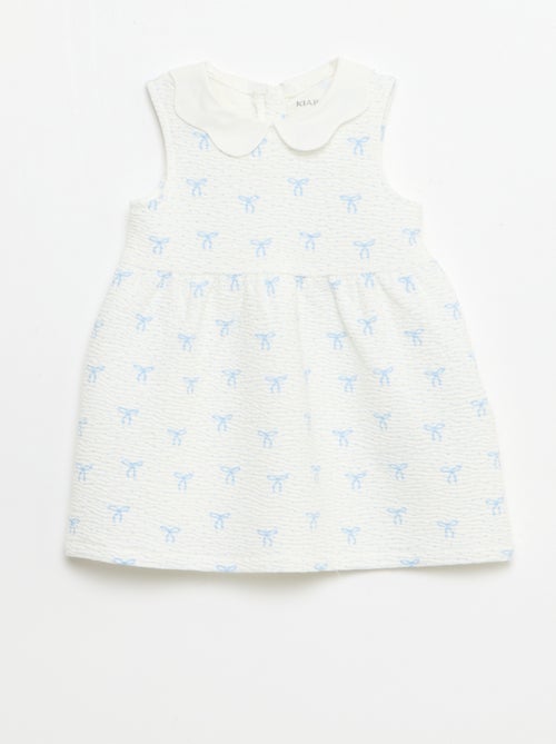 Vestido de malha amassada com gola em popelina - Kiabi