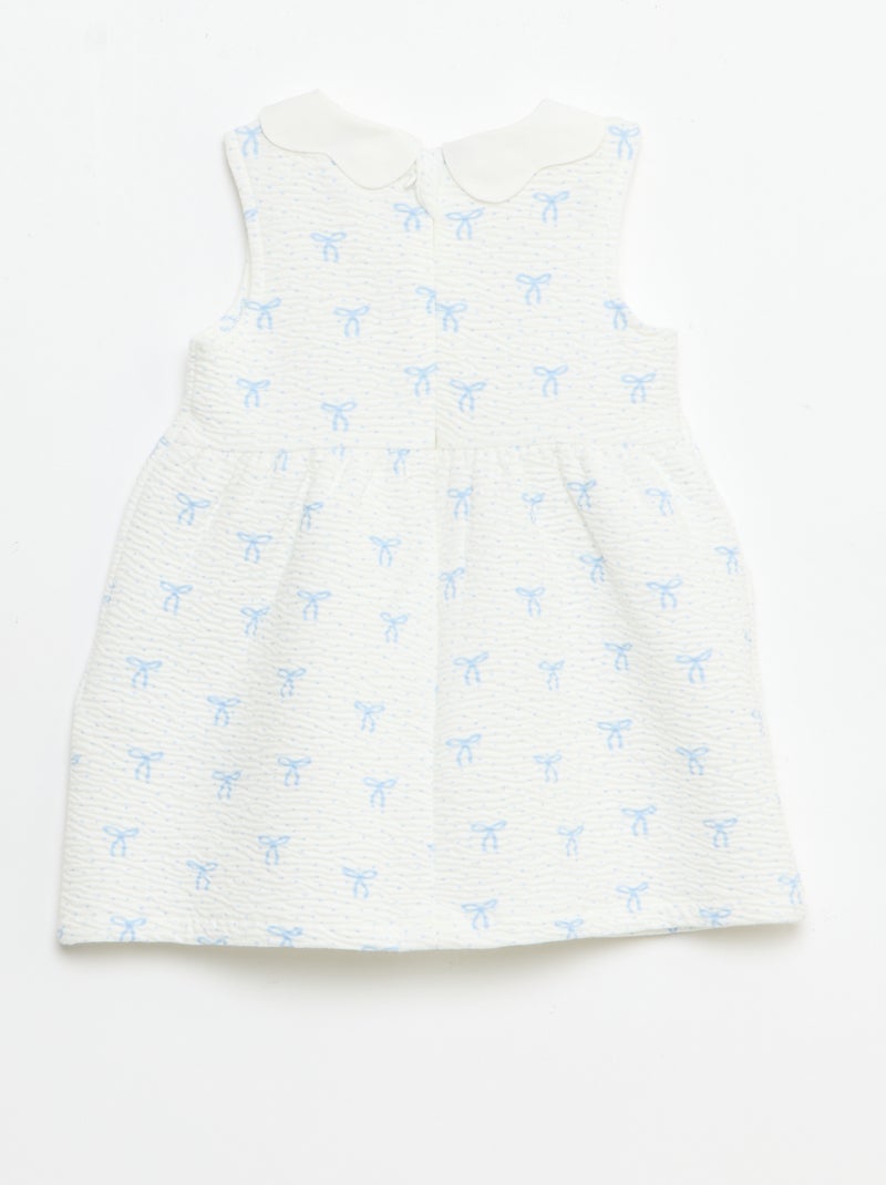 Vestido de malha amassada com gola em popelina Branco - Kiabi