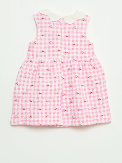 Vestido de malha amassada com gola em popelina - Kiabi