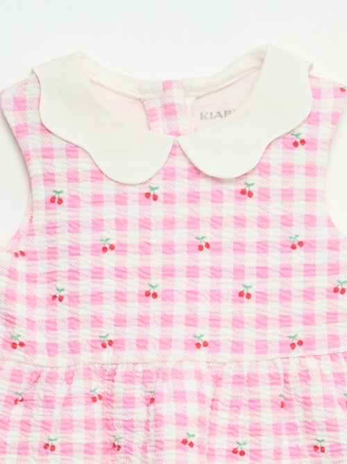 Vestido de malha amassada com gola em popelina - Kiabi