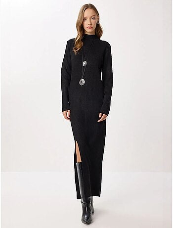 Vestido de malha bodycon texturizado com racha istanbul