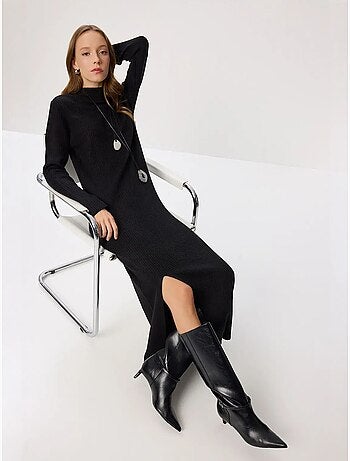 Vestido de malha bodycon texturizado com racha istanbul