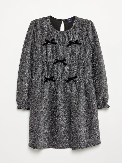 Vestido de malha brilhante com laços fantasia - Kiabi