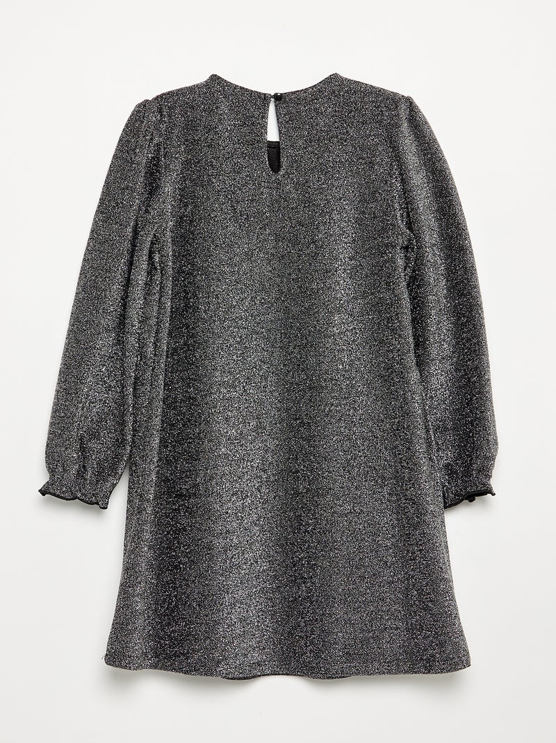 Vestido de malha brilhante com laços fantasia Cinza - Kiabi