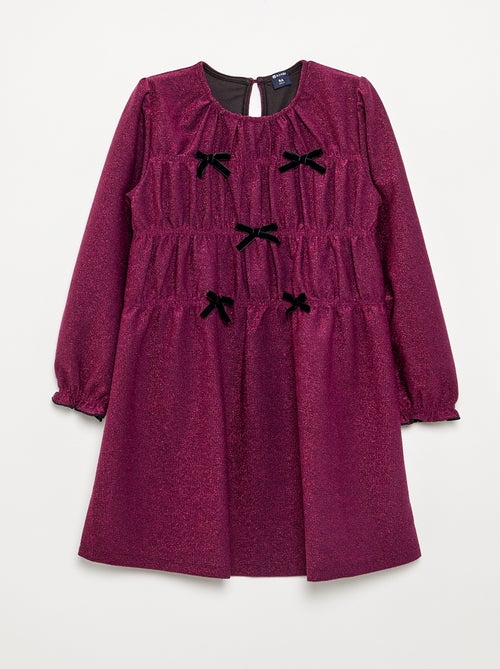 Vestido de malha brilhante com laços fantasia - Kiabi