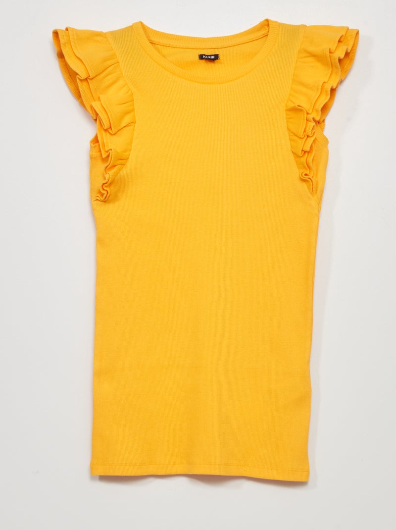 Vestido de malha canelada AMARELO - Kiabi