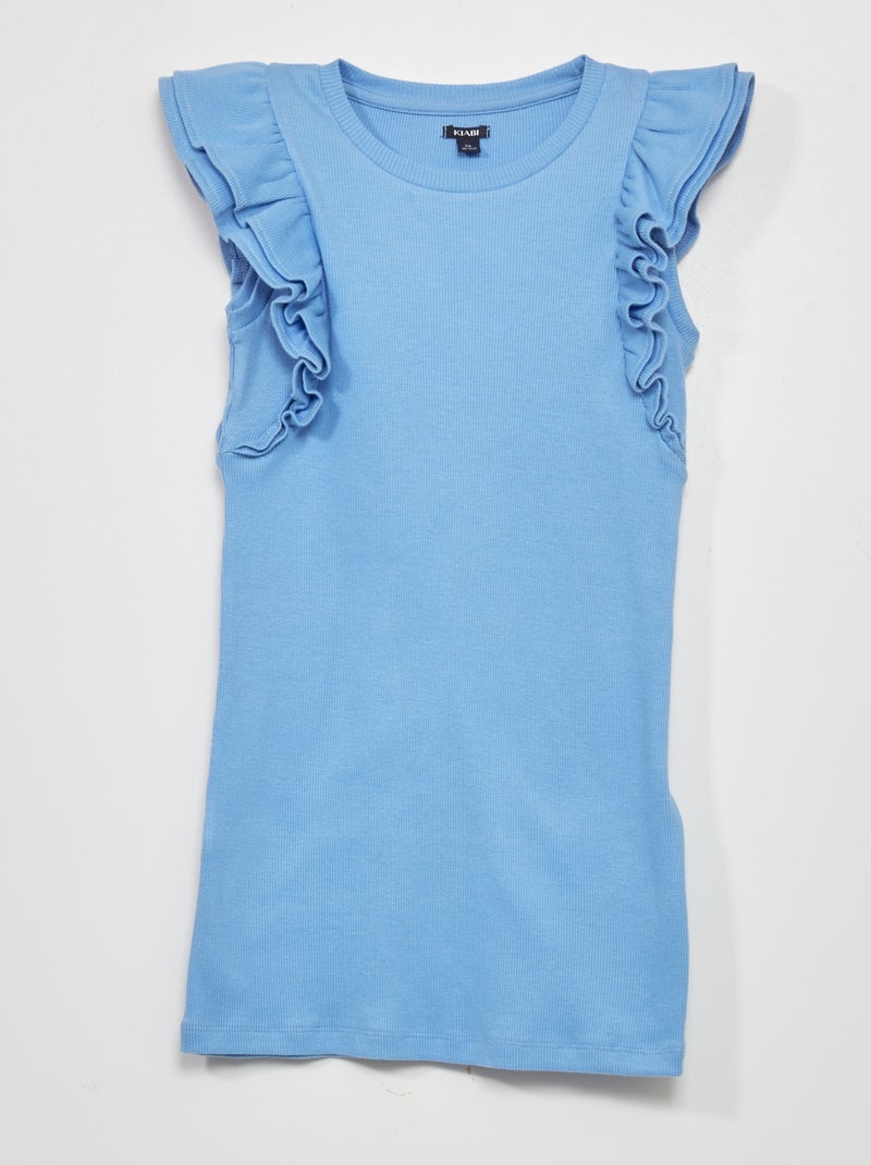 Vestido de malha canelada AZUL - Kiabi