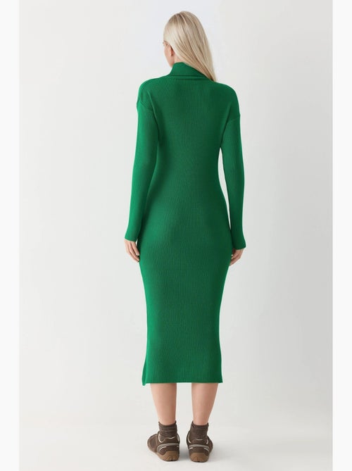 Vestido de malha canelada bodycon com gola alta my fashion - Kiabi
