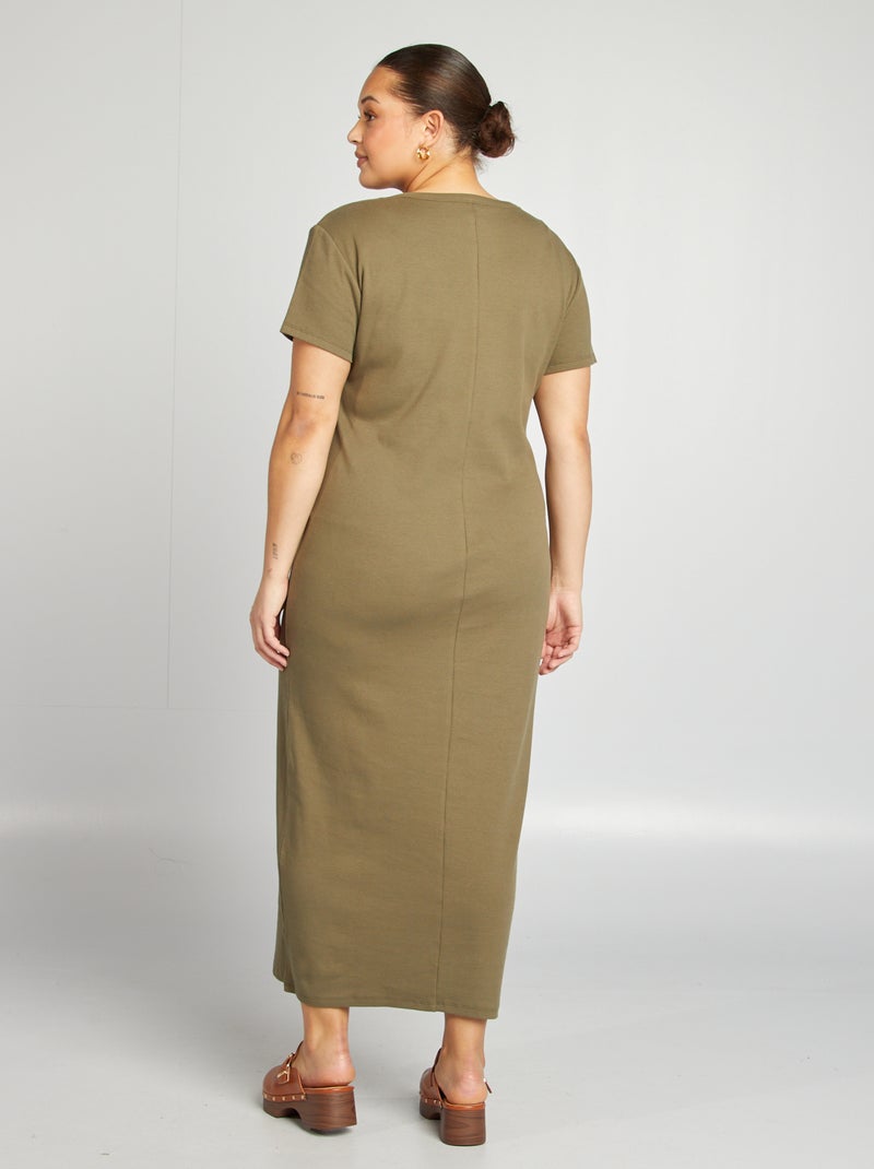 Vestido de malha canelada CAQUI - Kiabi